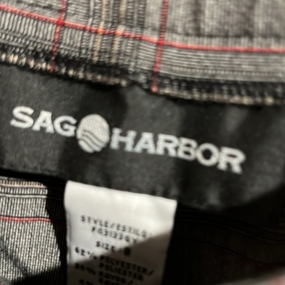 Sag Harbor gray red cream plaid pants. Size 8. - Picture 4 of 6